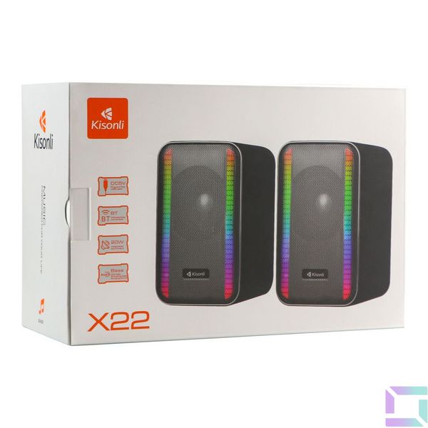 Компьютерные колонки Kisonli X22 RGB USB BT Цвет Черный 6970171743676 фото