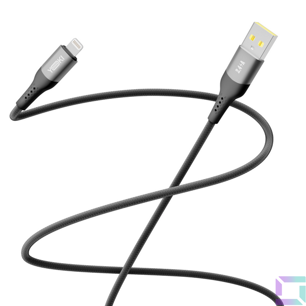 Кабель USB YOKI SOLID YK-SO15 Lightning 2.4A 1.2m Чорний 6907858579242 фото