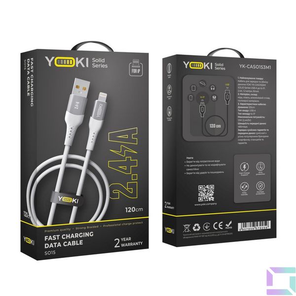 USB YOKI SOLID YK-SO15 Lightning 2.4A 1.2m Цвет Черный 6907858579242 фото