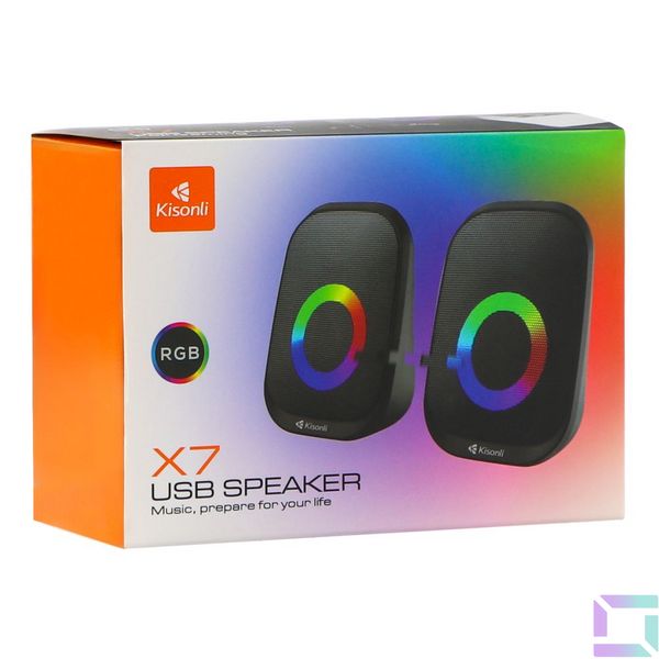 Комп'ютерні колонки Kisonli X7 RGB colorful light Колір Чорний 6970171743379 фото