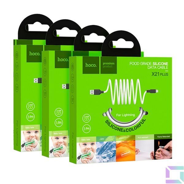 Кабель USB Hoco X21 Plus Silicone Lightning Чорно-Червоний 6931474711823 фото