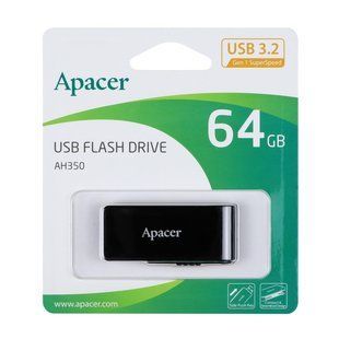 USB флеш-накопичувач 3.2 Apacer AH350 64Gb Чорний 4712389897855 фото