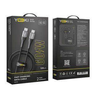 Кабель USB YOKI SOLID YK-SO15 Type-C to Type-C 60W 1.2m Чорний 6907858579266 фото