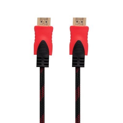 Кабель HDMI- HDMI 1.4V 5m (Тканинний провід) Колір Чорно-Червоний 2000000530406 фото