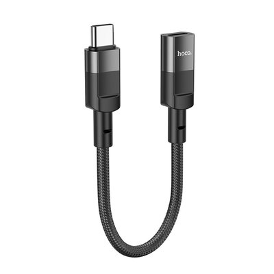 USB Перехідник Hoco U107 Type-C male to iP female adapter 10 cm/10W Колір Чорний 6931474789983 фото