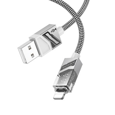 Кабель USB Borofone BU42 Octavia Lightning 2.4A 1.2m Колір Сiрий 6941991109010 фото