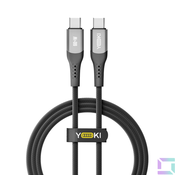 Кабель USB YOKI SOLID YK-SO15 Type-C to Type-C 60W 1.2m Чорний 6907858579266 фото