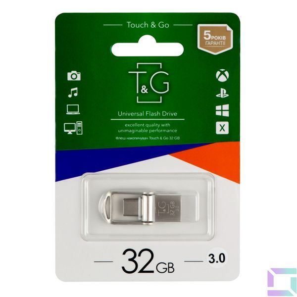 USB OTG флеш-накопичувач 3.0 Type C 32GB T&G металева серія 104 Сталевий 4711472588816 фото