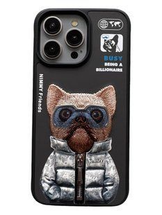 Чехол TPU+PC Nimmy 3D with Metal Buttons для iPhone 15 Pro Max Dog Black 6971080318252 фото