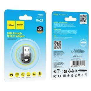 USB Блютуз Hoco UA28 adapter BT5.1 Чорний 6942007618335 фото