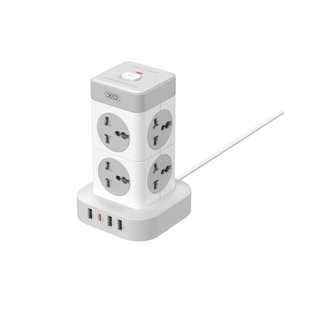 Сетевой Удлинитель XO WL21 Tower Shaped 8AC socket+3USB-A+1USB-C 2m Цвет Белый 6920680846061 фото