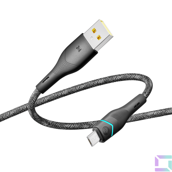 USB Ridea RC-RL15 RGB Light MicroUSB 3A 1.2m Черный 6908014700067 фото