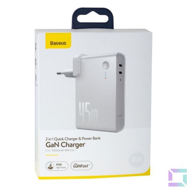 Сетевое Зарядное Устройство Baseus PD 45W + Power bank 10000mAh PPNLD-F 3A Белый, 02 6953156220539 фото