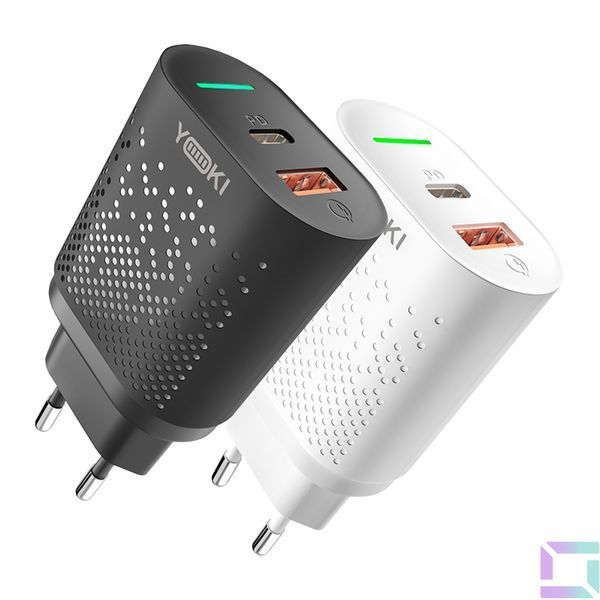 Мережевий зарядний пристрій YOKI Led Series YK-20PD+QC 20W Бiлий 6902013731923 фото