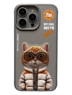 Чехол TPU+PC Nimmy 3D with Metal Buttons для iPhone 15 Pro Cat Grey 6971080318290 фото