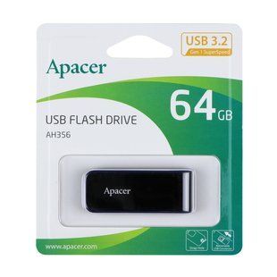 USB флеш-накопичувач 3.2 Apacer AH356 64Gb Чорний 4712389911346 фото