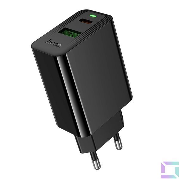 Мережевий Зарядний Пристрій Hoco CS94A 1USB-C/1USB PD/QC 20W Чорний 6942007671101 фото