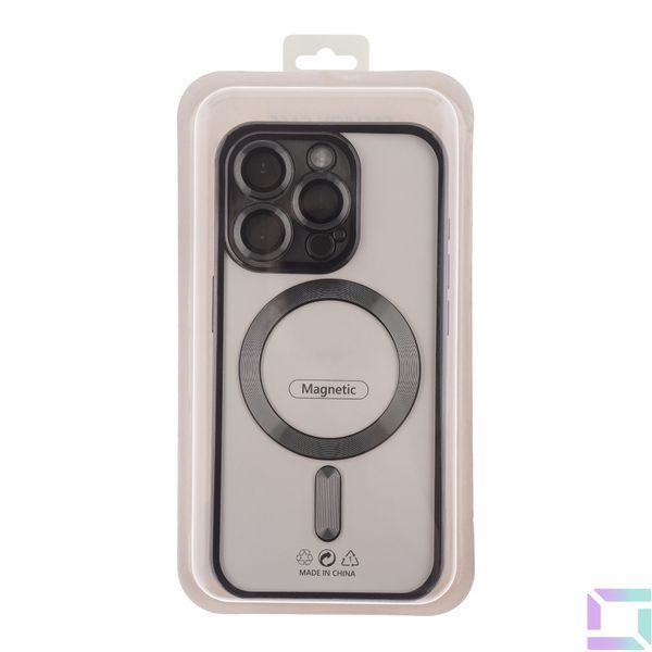 Чохол TPU Metallic Full Camera with Magsafe для iPhone 15 Pro Black 2020000370185 фото