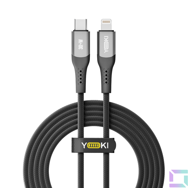 Кабель USB YOKI SOLID YK-SO15 Type-C to Lightning 30W 2m Чорний 6907858579334 фото