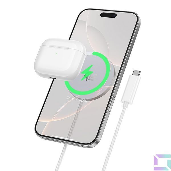 Бездротовий Зарядний Пристрій Hoco CW63 Pro Magnetic Qi2.2 25W Бiлий 6942007676953 фото