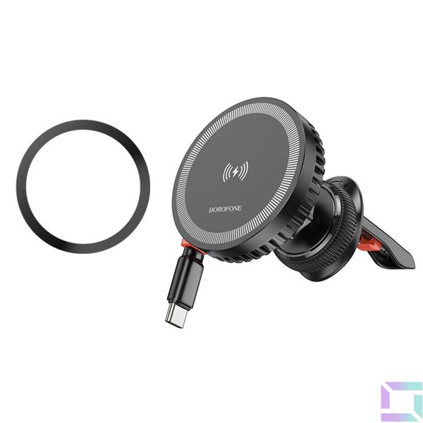 Автодержатель Borofone BH207 Mona Magnetic Wireless 15W Цвет Черный 6941991108617 фото