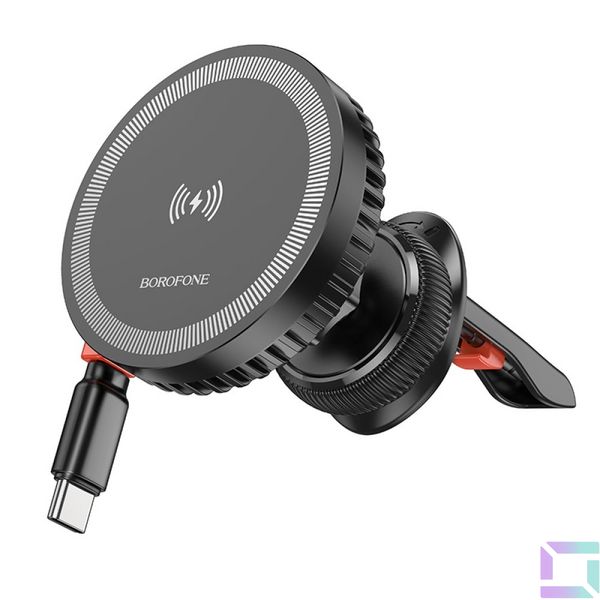 Автодержатель Borofone BH207 Mona Magnetic Wireless 15W Цвет Черный 6941991108617 фото