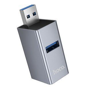 Хаб USB Hoco HB54 3in1 adapter(USB to USB3.0+USB2.0*2) Сірий 6942007674409 фото