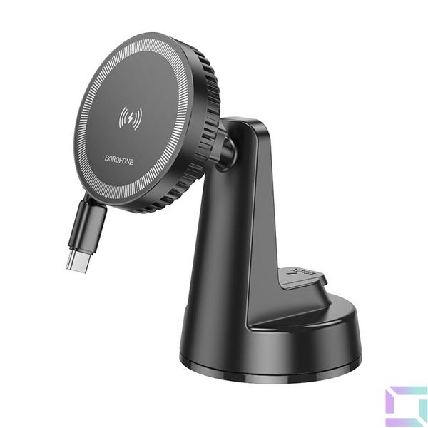 Автотримач Borofone BH208 Mona Magnetic Wireless 15W Колір Чорний 6941991108624 фото