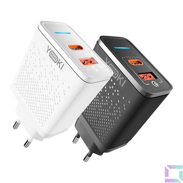 Мережевий зарядний пристрій YOKI Led Series YK-33PD+QC 33W Бiлий 6902013731985 фото