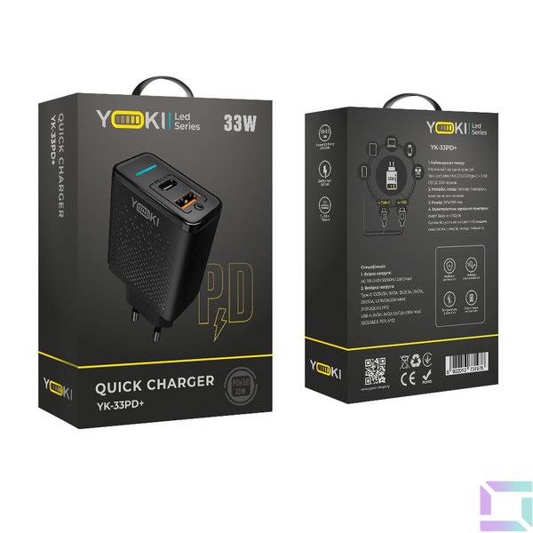 Мережевий зарядний пристрій Yoki Led Series YK-33PD+QC 33W Колір Бiлий 6902013731985 фото