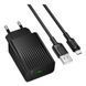 Мережевий Зарядний Пристрій Borofone BAS72A 1USB QC 18W+USB to Micro Чорний 6941991122651 фото