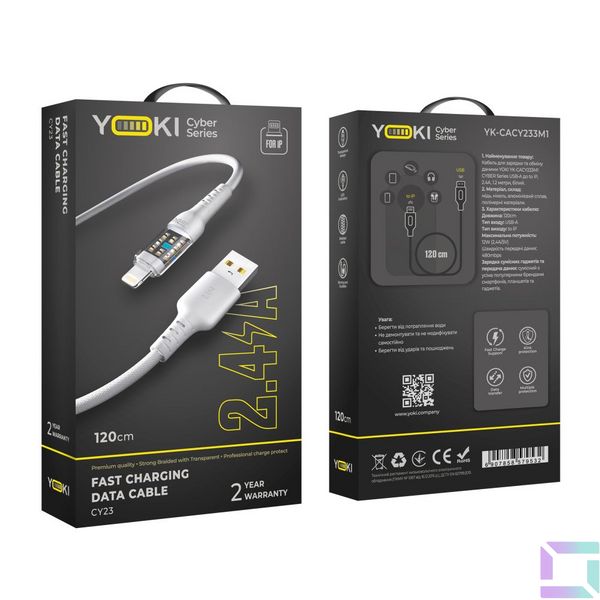 USB YOKI CYBER YK-CY23 Lightning 2.4A 1.2m Цвет Черный 6907858579525 фото