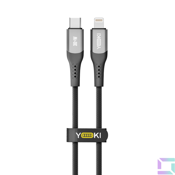 Кабель USB YOKI SOLID YK-SO15 Type-C to Lightning 30W 0.25m Чорний 6907858579402 фото