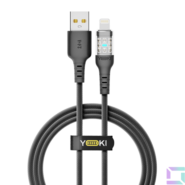 Кабель USB YOKI CYBER YK-CY23 Lightning 2.4A 1.2m Чорний 6907858579525 фото