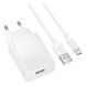 Мережевий Зарядний Пристрій Borofone BAS72A 1USB QC 18W+USB to Micro Білий 6941991122668 фото 1