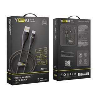 Кабель USB YOKI RGB YK-RG24 Type-C 3A 1.2m Чорний 6907858579648 фото