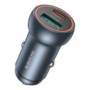Авто Зарядное Устройство Borofone BZ32A 1USB/1USB-C QC/PD30W Серый 6941991118579 фото