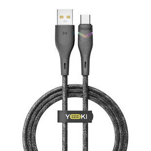 Кабель USB YOKI RGB YK-RG24 Type-C 3A 1.2m Чорний 6907858579648 фото