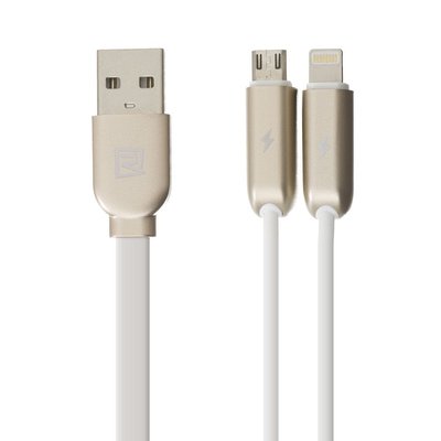 Кабель USB Remax Binary Micro + Lightning Колір Білий 6954851271109 фото