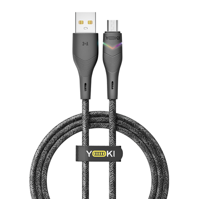Кабель USB YOKI RGB YK-RG24 Micro 3A 1.2m Колір Чорний 6907858579631 фото