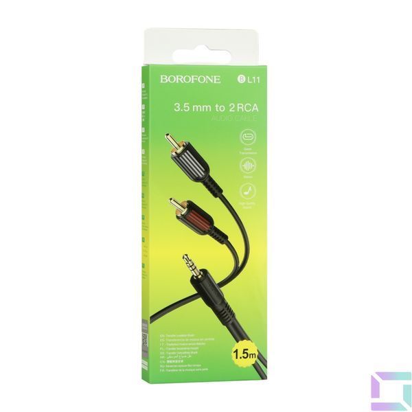 Аудио Кабель Borofone BL11 3.5mm to double RCA 1,5M Черный 6974443382204 фото