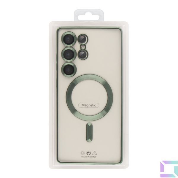 Чехол TPU Metallic Full Camera with Magsafe для Samsung Galaxy S24 Ultra (S928) Green 2020000401841 фото