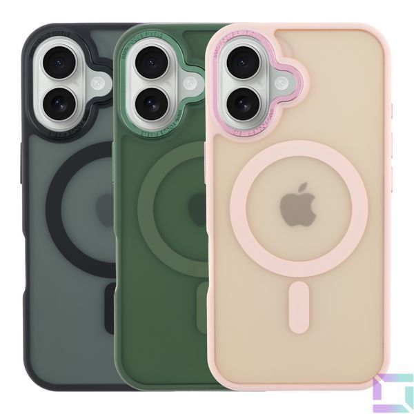 Чехол TPU+PC Goldencis Matte with MagSafe для iPhone 16 Black 2020000444930 фото