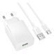Мережевий Зарядний Пристрій Borofone BAS72A 1USB QC 18W+USB to Type-C Білий 6941991122682 фото 1