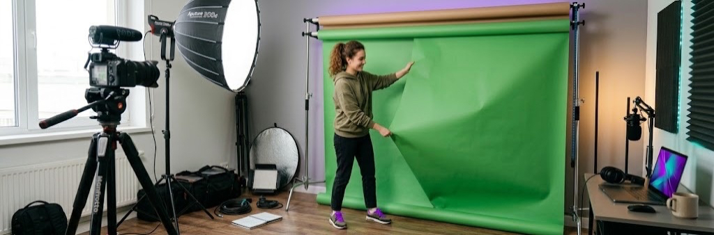 Переносний зелений фотофон для створення контенту